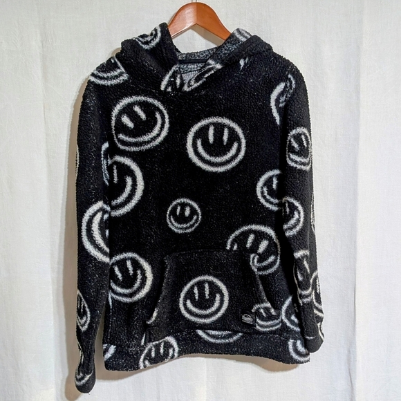Brooklyn Cloth Tops - Brooklyn Cloth Manufacturing Black Smiley Face Fleece Hoodie Size Small